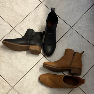 Lucky Brand Black and Tan Ankle Booties